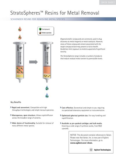 Agilent StratoSpheres Resins for Metal Removal Product Information - cover page