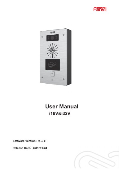 Fanvil i16V & i32V SIP Visual Intercom User Manual - cover page