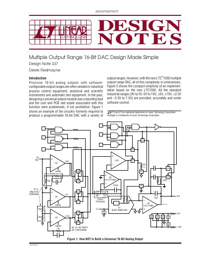 LINEAR Multiple Output Range 16-Bit DAC Design Made Simple Design Note 337 handbook