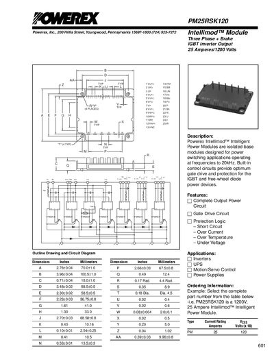 Powerex PM25RSK120 Intellimod Module Datasheet