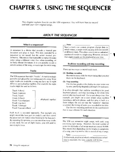 Yamaha V50 Sequencer User Manual Chapter 5 - cover page