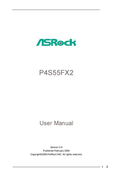 ASRock P4S55FX2 Motherboard User Manual - cover page