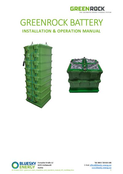 BlueSky Energy GREENROCK BA-S1-48, BA-S1-24, BA-S1-12 Installation & Operation Manual - cover page
