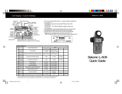 Sekonic L-608 Quick Guide - cover page