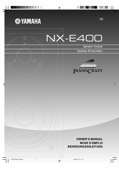 Yamaha NX-E400 Speaker System Owner's Manual