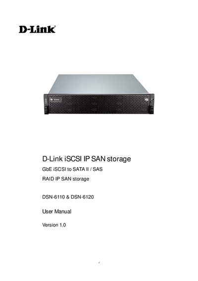 D-Link DSN-6110/DSN-6120 IP SAN Storage User Manual - cover page