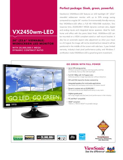 ViewSonic VX2450wm-LED Monitor User Manual - cover page