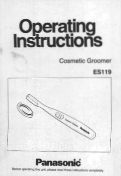 Panasonic ES119 Cosmetic Groomer User Manual - cover page