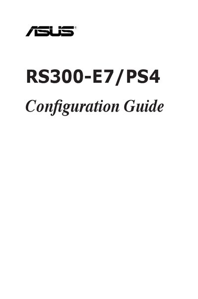 ASUS RS300-E7/PS4 Configuration Guide - cover page