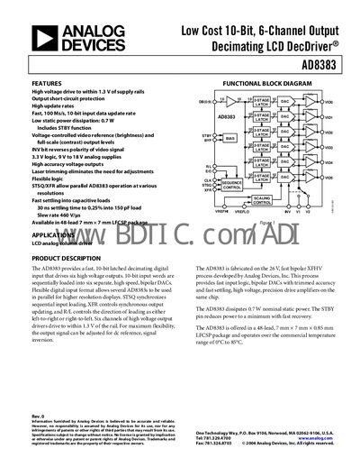 Analog Devices AD8383 Datasheet - cover page
