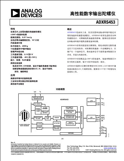 Analog Devices ADXRS453 Gyroscope Datasheet
