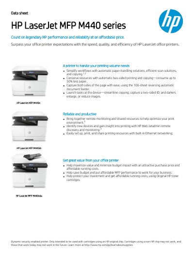 HP LaserJet MFP M440 Series Datasheet - cover page