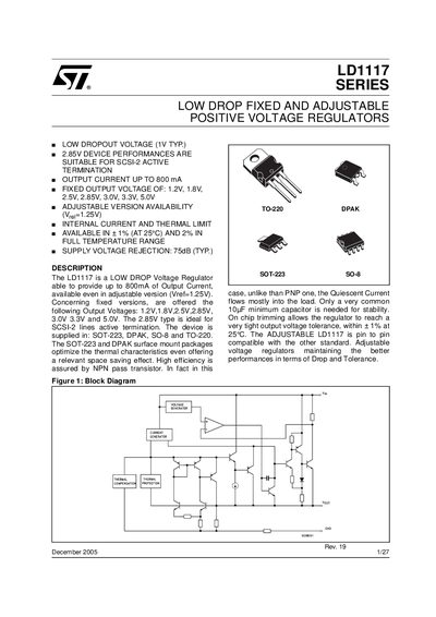 STMicroelectronics LD1117 Series Datasheet - cover page