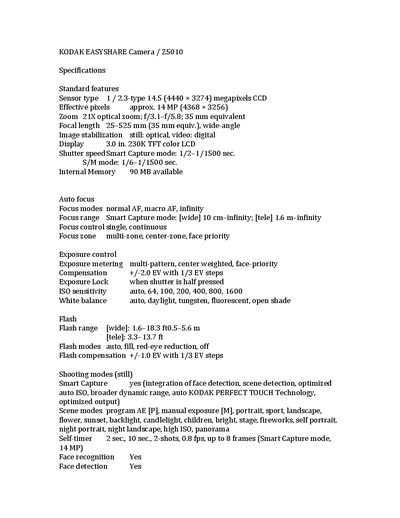 Kodak Z5010 Camera User Manual - cover page