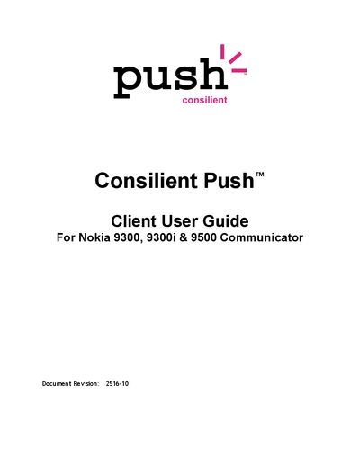 Consilient Push Client Nokia 9300/9300i/9500 User Guide - cover page