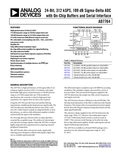 Analog Devices AD7764 Datasheet - cover page