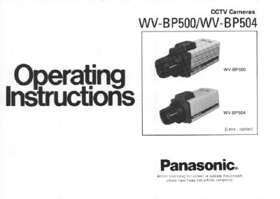 Panasonic WV-BP500/WV-BP504 CCTV Camera Operation Instructions