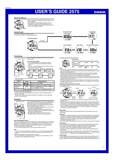 Casio 2575 User Manual - cover page