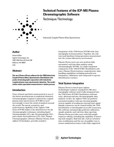 Agilent Plasma Chrom Software Technical Features - cover page
