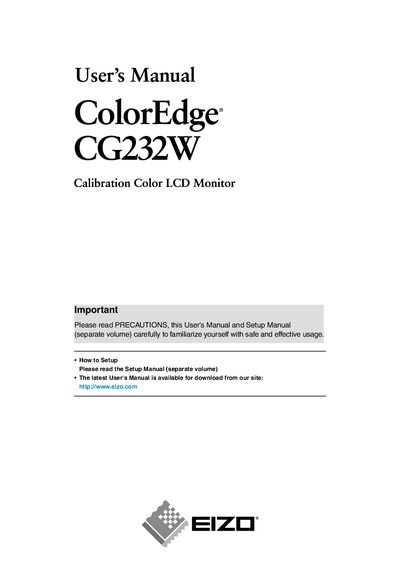 EIZO CG232W User Manual - cover page