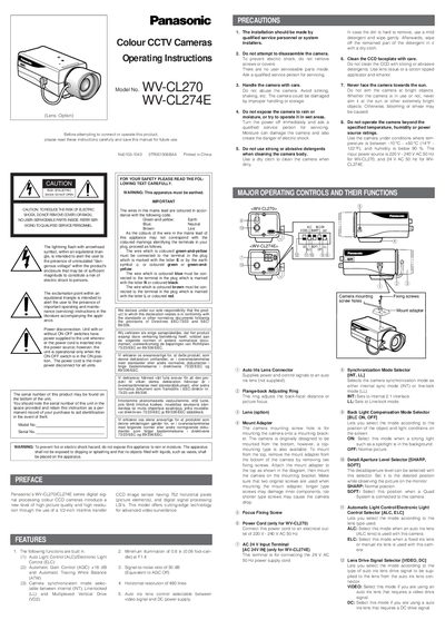 Panasonic WV-CL270 and WV-CL274E User Manual