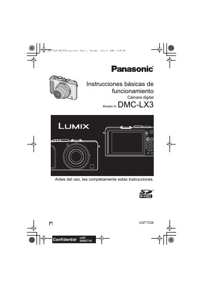 Panasonic DMC-LX3 Digital Camera Operating Instructions - cover page