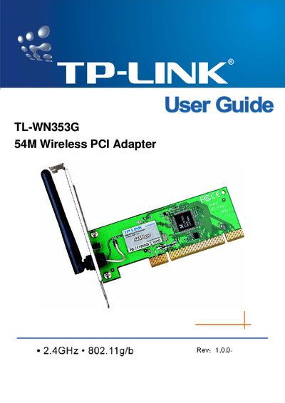 TP-Link TL-WN353G 54M Wireless PCI Adapter User Guide