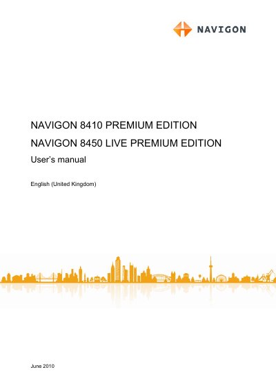 Navigon 8410 Premium Edition & 8450 Live Premium Edition User Manual - cover page