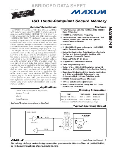 Maxim MAX66140 Datasheet - cover page