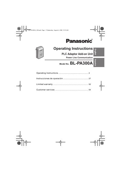 Panasonic BLPA300A-MUL Manual - cover page