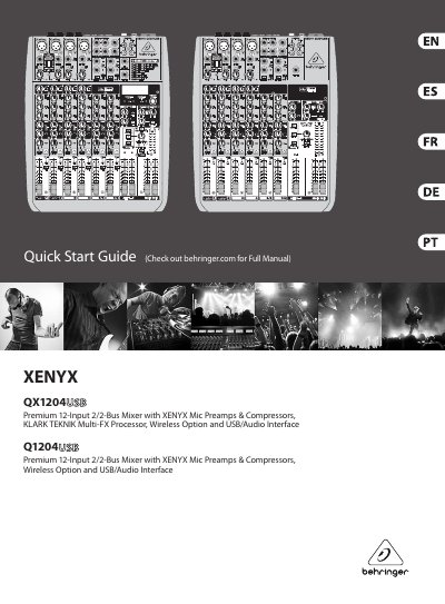 Behringer QX1204USB Mixer Quick Start Guide - cover page
