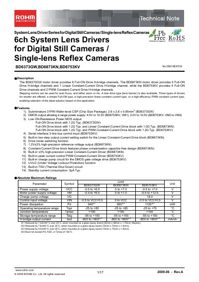 ROHM BD6753KV System Lens Driver Technical Note - cover page