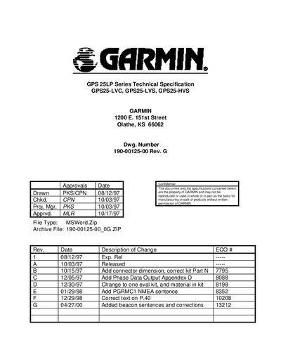 GARMIN 1200 E.151 st Street  - cover page