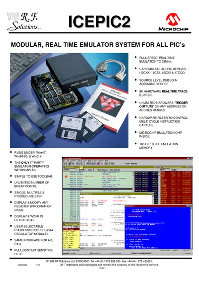 Microchip ICEPIC2 Modular Real Time Emulator System Technical Specification - cover page