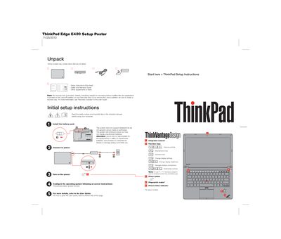 Lenovo ThinkPad Edge E420 Setup Poster - cover page