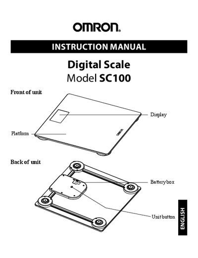 Omron SC100 Digital Scale Instruction Manual - cover page
