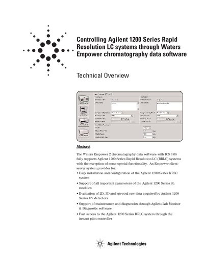 Controlling Agilent 1200 Series RRLC Systems with Waters Empower Software Technical Overview