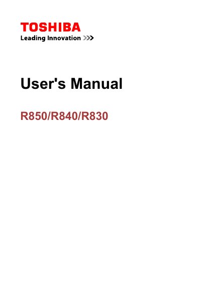 Toshiba R850/R840/R830 User Manual