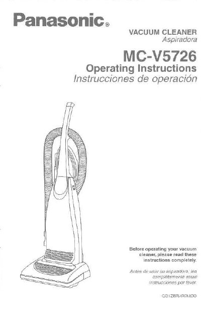 Panasonic MC-V5726 Vacuum Cleaner Operating Instructions - cover page