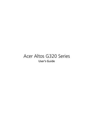 Acer Altos G320 Series Server User's Guide - cover page