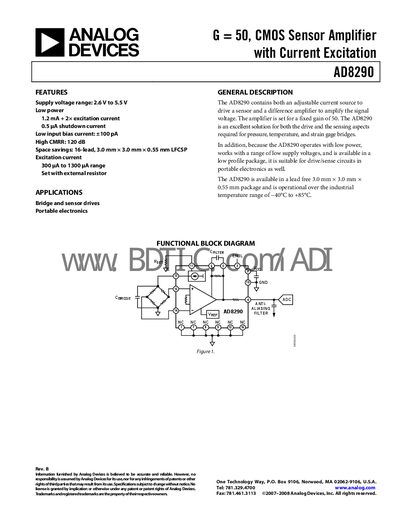 Analog Devices AD8290 Datasheet - cover page