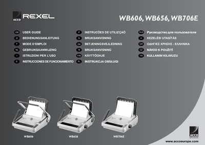 Rexel WB606, WB656, WB706E Binding Machine User Guide