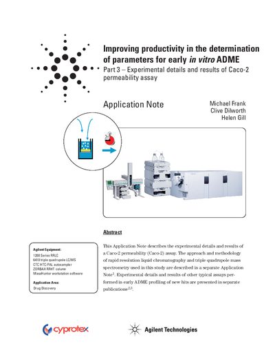 Agilent Improving Productivity in Early In Vitro ADME Part 3 Caco-2 Permeability Assay Application Note - cover page
