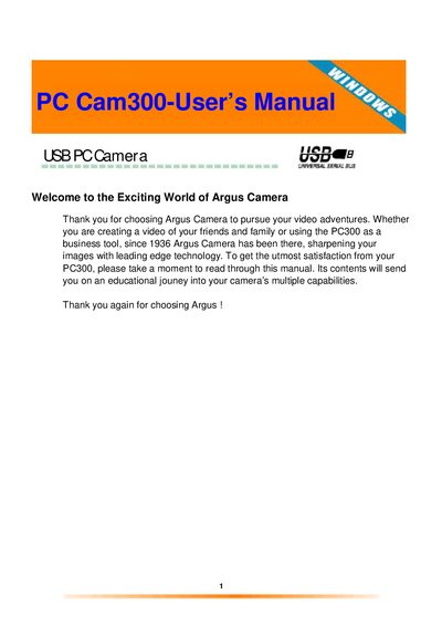 PC Cam300-User Manual - cover page