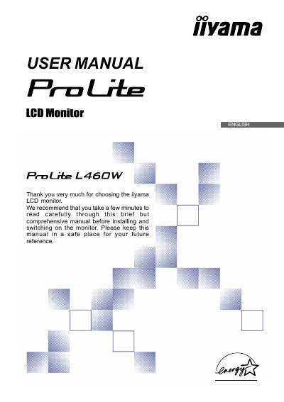 iiyama PLL460W LED Monitor User Manual - cover page