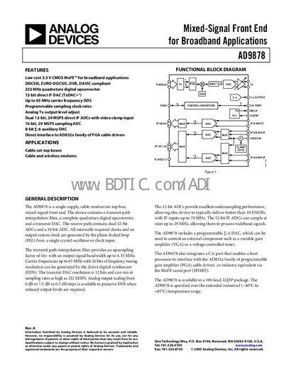 Analog Devices AD9878 Mixed‑Signal Front End Handbook - cover page