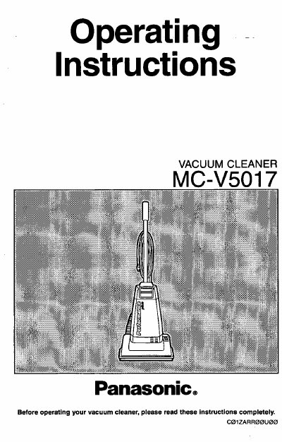 Panasonic MC-V5017 Vacuum Cleaner Operating Instructions - cover page
