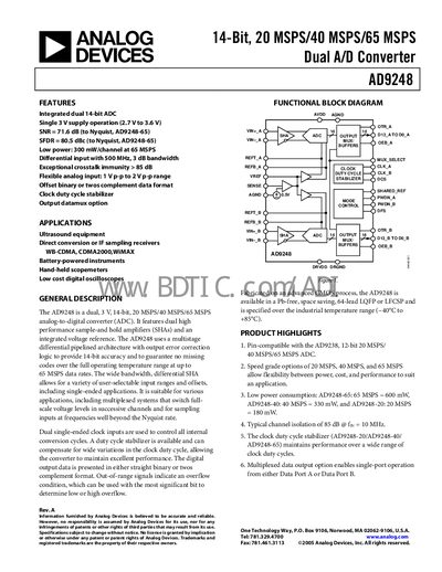 Analog Devices AD9248 Datasheet - cover page