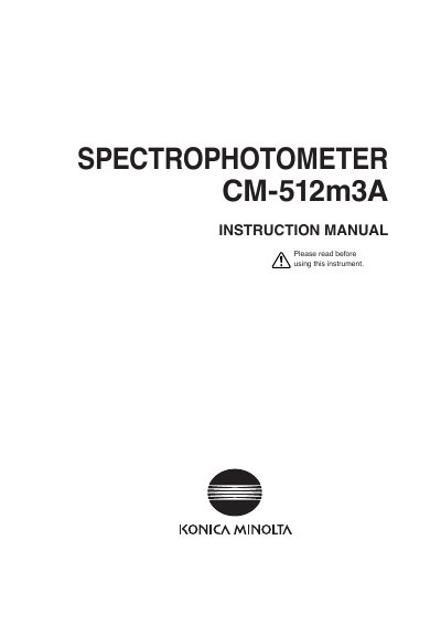 Konica Minolta CM-512m3A Spectrophotometer Instruction Manual - cover page