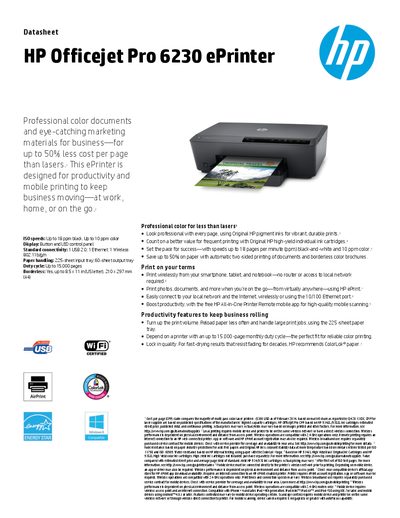 HP Officejet Pro 6230 ePrinter Datasheet - cover page
